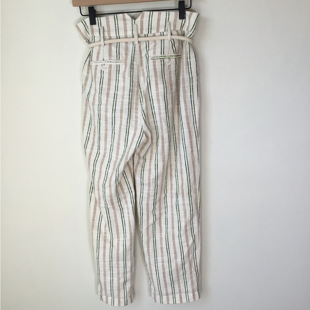 Maeve Sutton High‎ arise Cropped Striped Paper Bag Pants - Picture 3 of 8